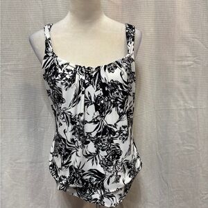 White House Black Market Black and White Floral Camisole